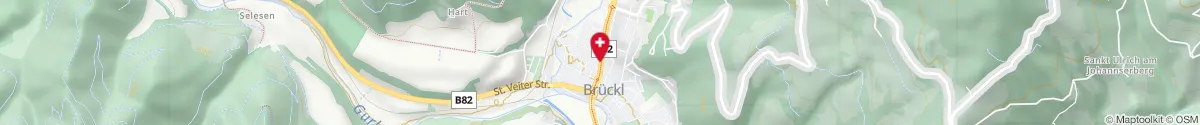 Map representation of the location for Apotheke Brückl in 9371 Brückl